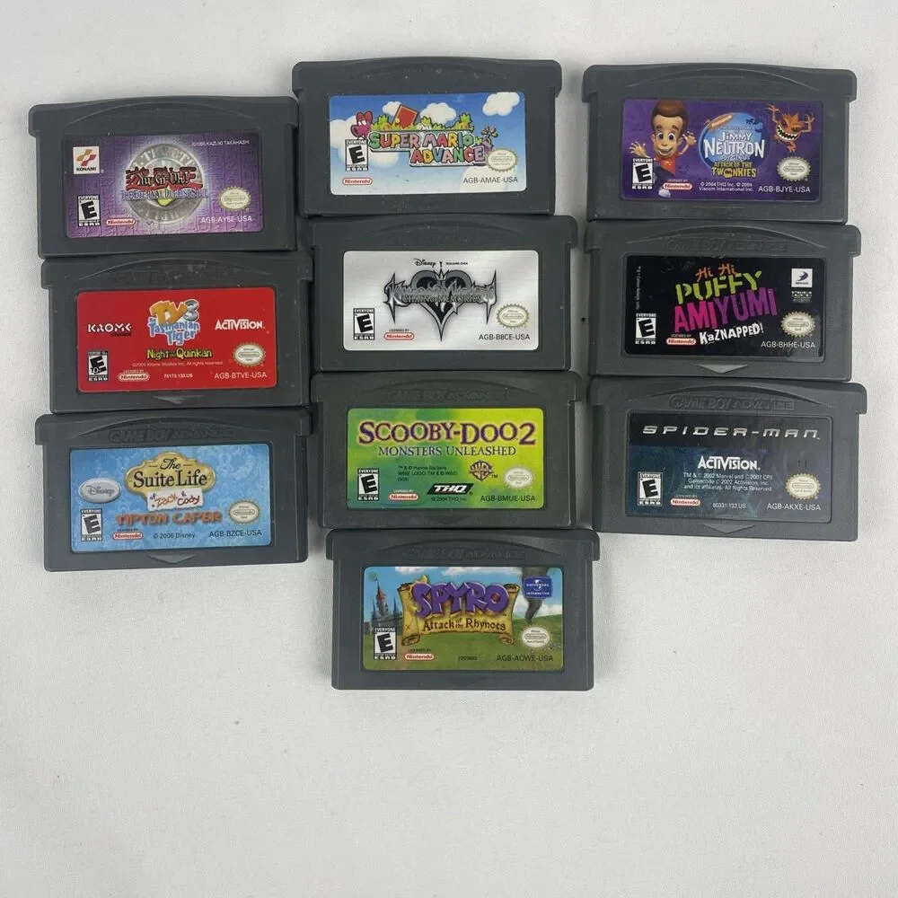 BUNDLE Nintendo Game Boy Advance Glacier White + 10 Games Mario, Spyro, Scooby